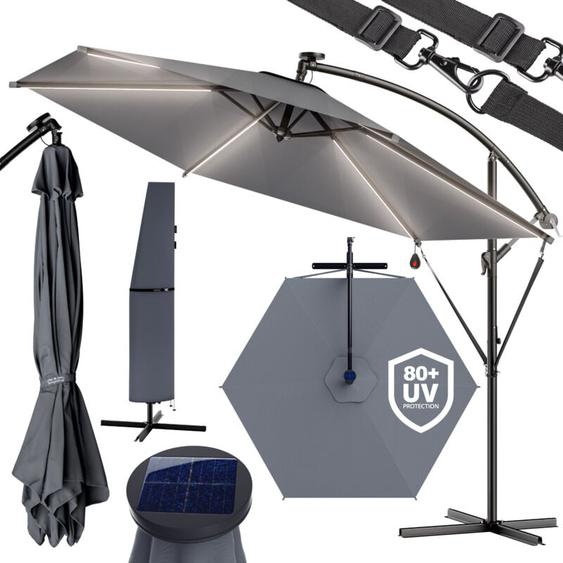 Kingsleeve - Parasol déporté inclinable ø 330cm Pare-soleil en aluminium avec éclairage led Protection UV30+ jardin Anthracite