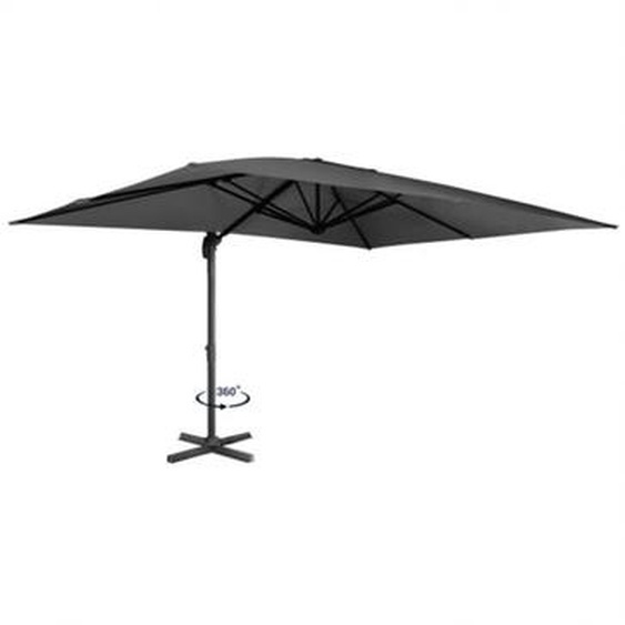 Idmarket - Parasol déporté inclinable rotatif 360 calvi gris 3x4 m avec housse