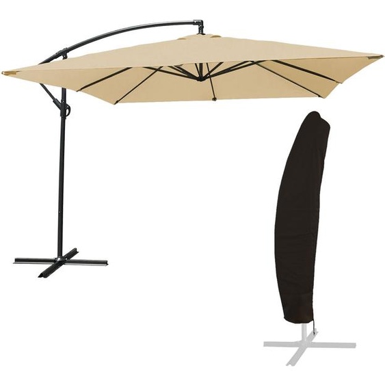 Parasol déporté MOLOKAI carré 2,7x2,7m beige + housse