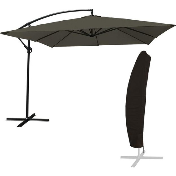 Parasol déporté MOLOKAI carré 2,7x2,7m gris + housse