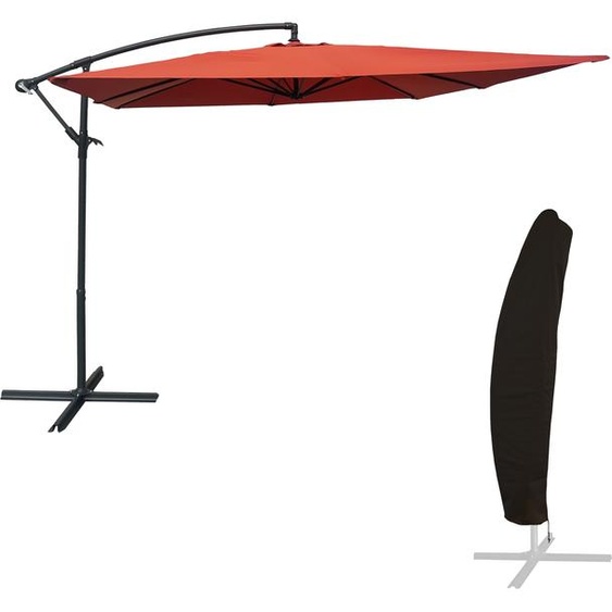 Parasol déporté MOLOKAI carré 2,7x2,7m terracotta + housse