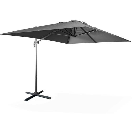 Parasol déporté rectangulaire 3x4 m - Wimereux - Gris - Parasol excentré inclinable dans 6 positions. rotatif à 360°.
