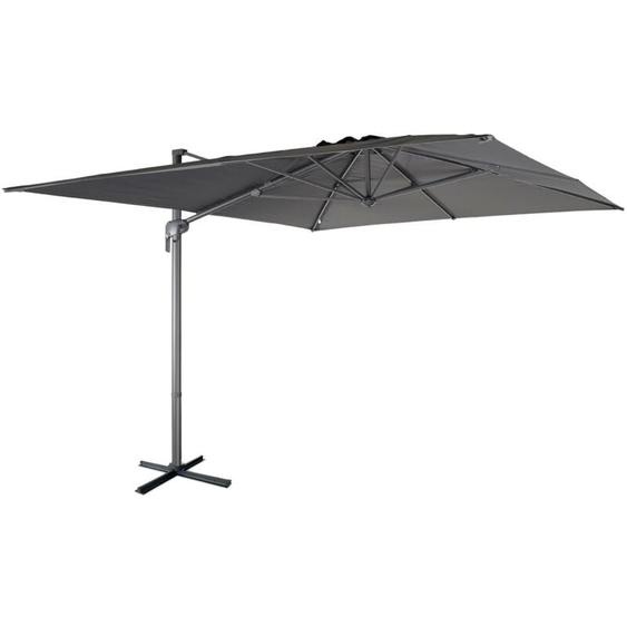 Sweeek - Parasol déporté rectangulaire 3x4m – Antibes – gris – parasol déporté. inclinable. rabattable et rotatif à 360°