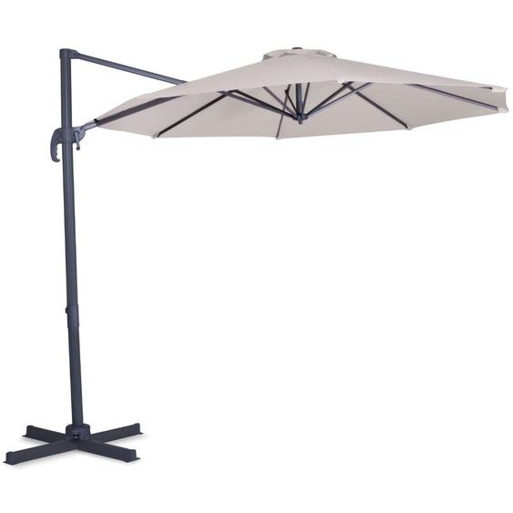 Parasol déporté rond 3 mètres de diamètre – 360°C pivotant – Voile Protection uv Indice 50+ - Housse de proctection - Beige - Parasol Bardolino