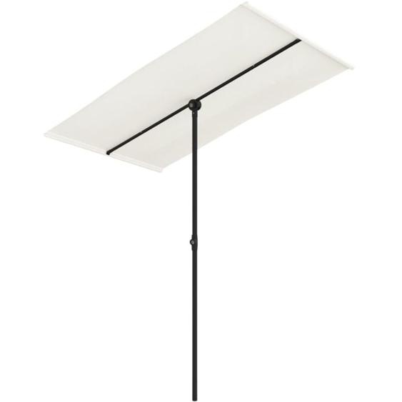 Parasol dextérieur avec mât en aluminium 180x110cm Blanc sable