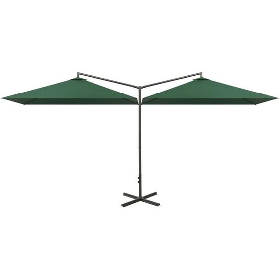 Parasol de jardin double avec mât en acier Vert 600x300 cm