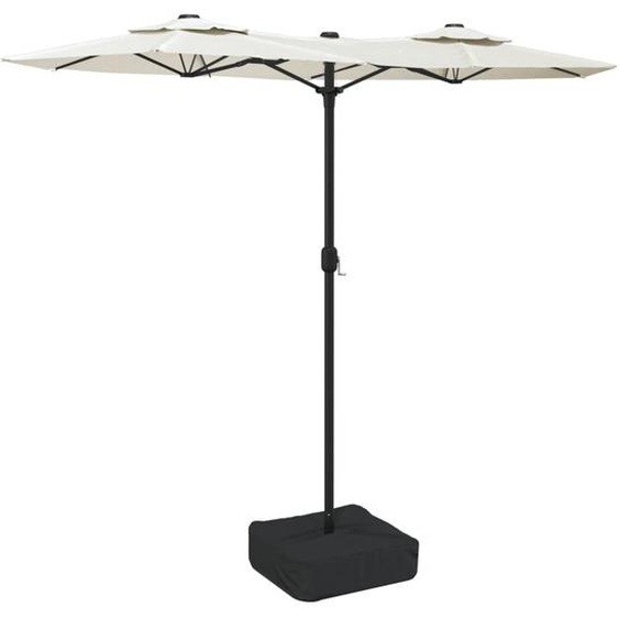 Parasol de jardin à double tête blanc sable 316x145 cm
