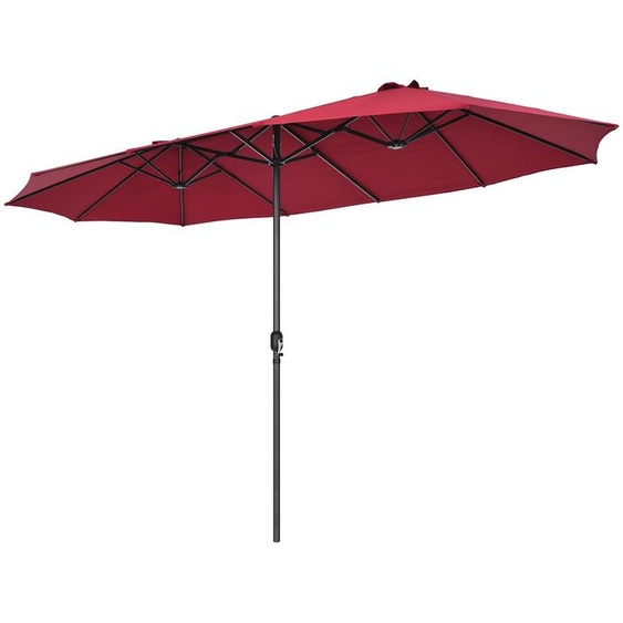 Parasol double COSTWAY 470 x 280 cm, grand parasol XXL, protection UV, parasol de jardin et de terrasse avec manivelle, parasol de marché, rouge