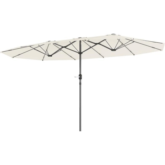 Parasol double Fortuna Lai 436 x 260 cm, protection UV, parasol en acier avec manivelle, parasol ovale pour balcon, parasol de plage résistant au vent, parasol de marché stable, parasol à manivelle pour la plage, le balcon et le jardin, beige