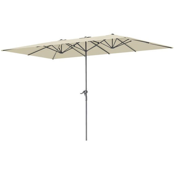 Parasol double Outsunny avec manivelle, 451 x 264 cm, protection UV 50+, blanc crème