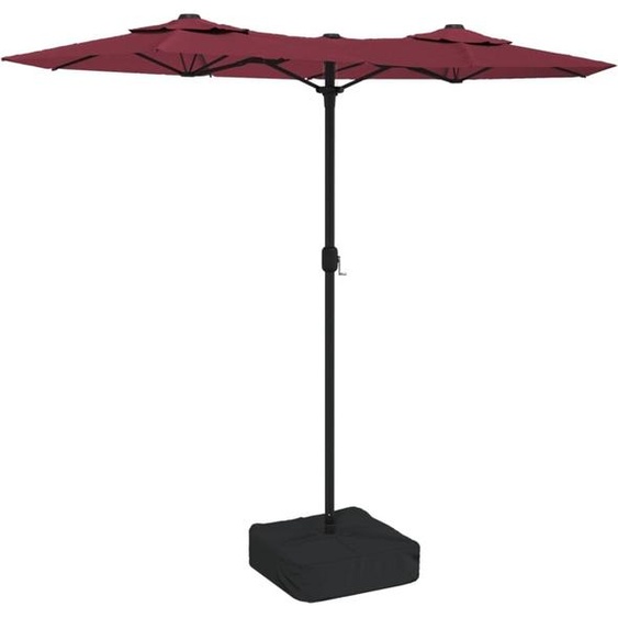 Parasol de jardin à double tête rouge bordeaux 316x145 cm