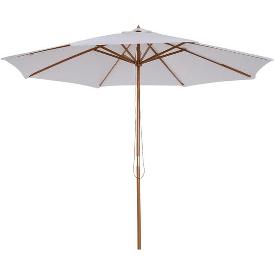 Parasol droit en bois polyester haute densité protection solaire ø 3 x 2,5 m crème