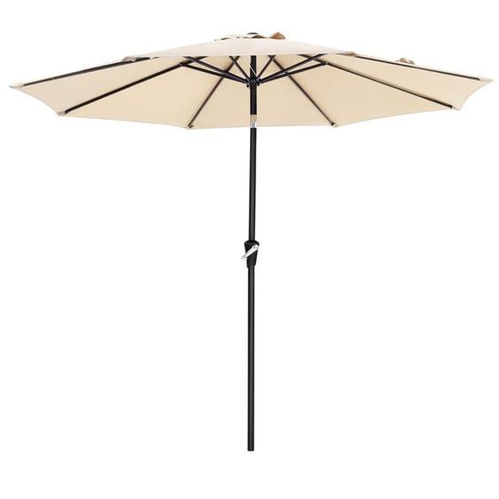 Parasol, Droit, Octogonal, Inclinable, avec Manivelle, Diamètre 3m, Toile Polyester, Extérieur, Terrasse, Jardin, Balcon, Plage, Piscine, Beige