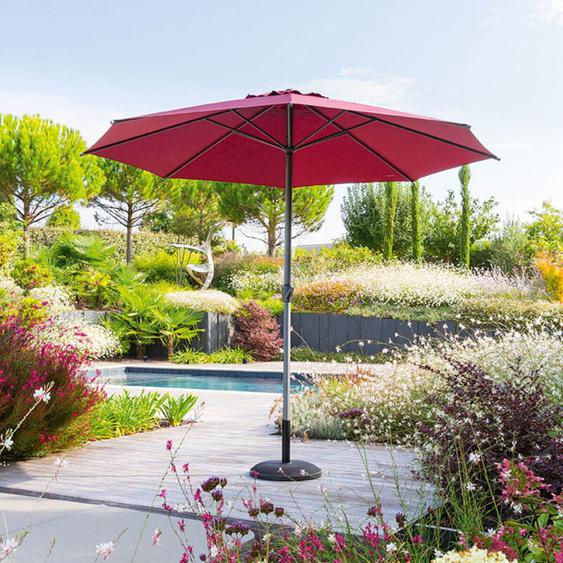 Parasol droit rond Loompa bordeaux 3m en aluminium - Hespéride