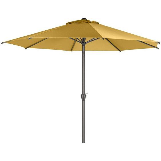 Hesperide - Parasol droit rond Loompa jaune moutarde 3m en aluminium - Hespéride