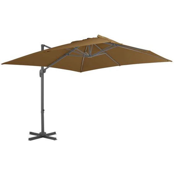 Parasol en porte-à-faux avec mât en aluminium 300x300 cm Taupe