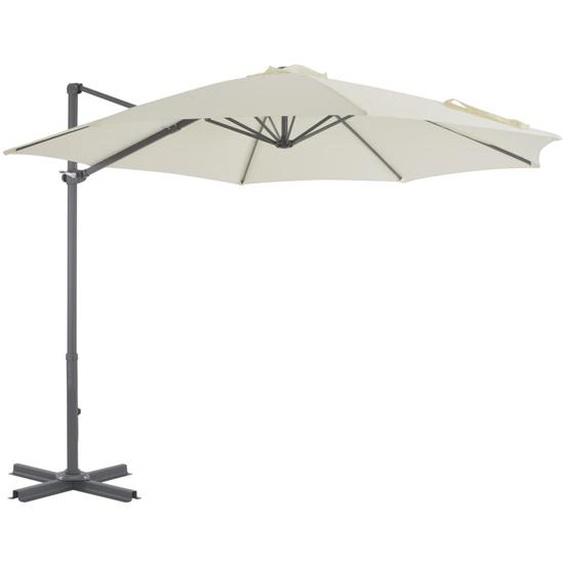 Parasol en porte-à-faux avec poteau en aluminium 300 cm Sable