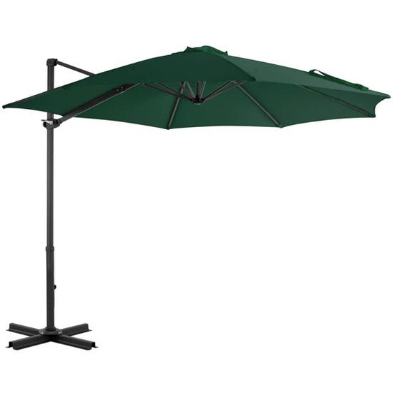Parasol en porte-à-faux et poteau en aluminium 300 cm Vert