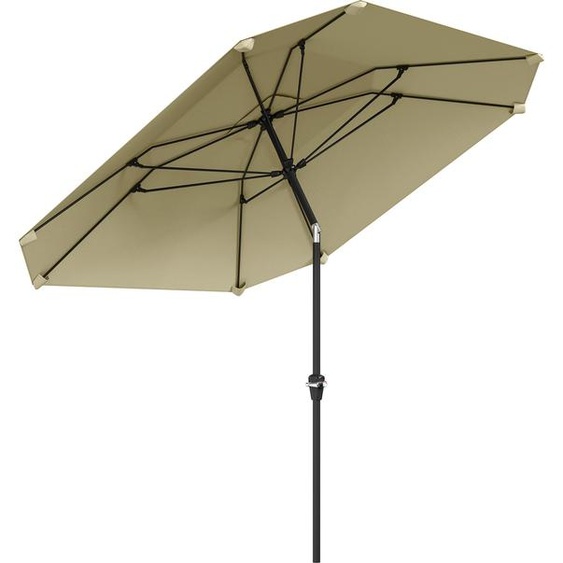 Parasol Fortuna Lai Ø233 cm, parasol avec fonction articulée, octogonal, parasol de balcon, parasol de plage, résistant au vent, stable, parasol de marché, parasol à manivelle, protection solaire pour la plage, le balcon, la terrasse, le jardin, beige