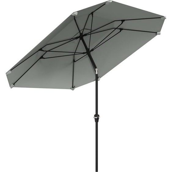 Parasol Fortuna Lai Ø233 cm, parasol avec fonction articulée, octogonal, parasol de balcon, parasol de plage, résistant au vent, stable, parasol de marché, parasol à manivelle, protection solaire pour la plage, le balcon, la terrasse, le jardin, gris