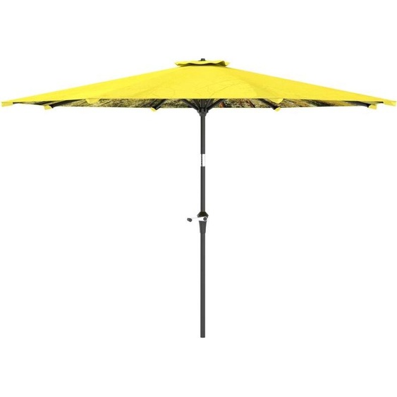 Parasol Fortuna Lai Ø300 cm, parasol à manivelle, parasol octogonal pour balcon, jaune