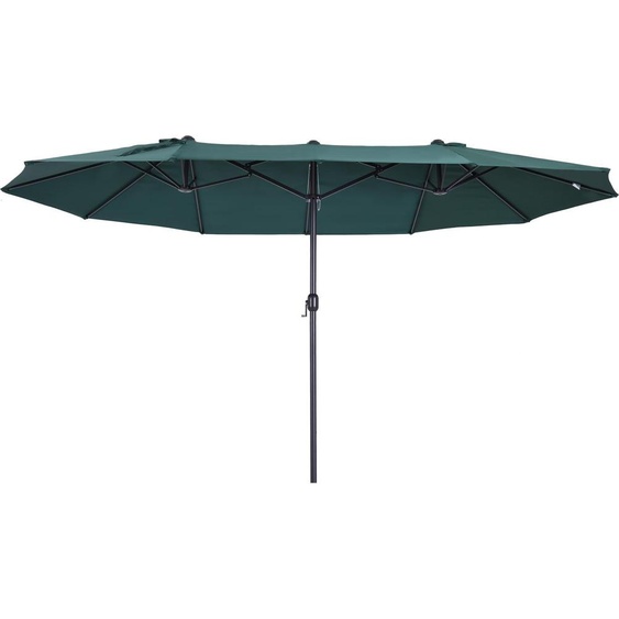 Parasol Fortuna Lai Parasol de jardin Parasol de marché Parasol double Parasol de terrasse avec manivelle Vert foncé Ovale 460 x 270 x 240 cm