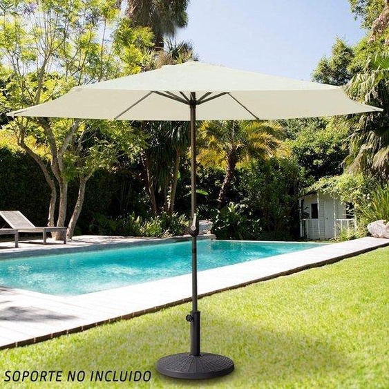Parasol hexagonal 270 cm en aluminium couleur crème