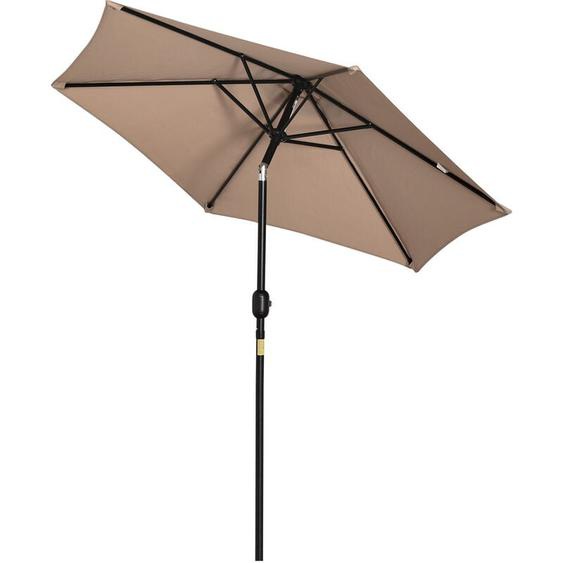 Parasol hexagonal inclinable dim. ø 2,3 x 2,16H m métal polyester haute densité beige