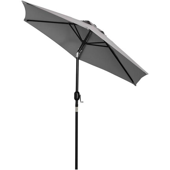 Outsunny - Parasol hexagonal inclinable dim. ø 2,3 x 2,16H m métal polyester haute densité gris