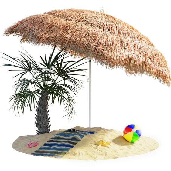 Parasol inclinable Hawaii 192 cm Parasol de plage ø 160 cm réglable Jardin terrasse extérieur-Nature - Kingsleeve