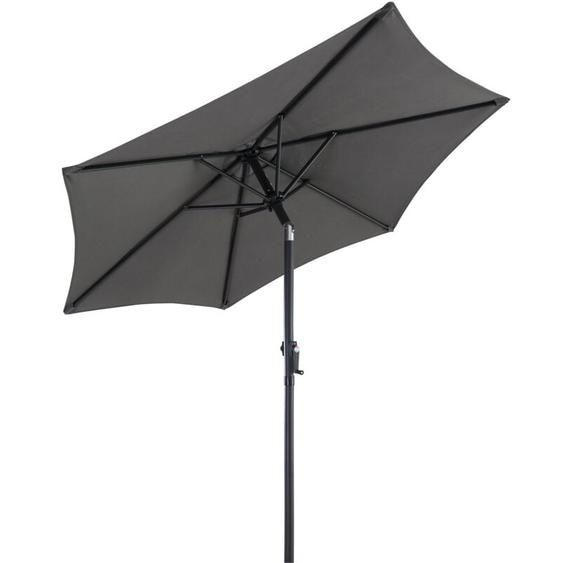 Parasol inclinable ø 200cm Parasol en aluminium avec manivelle Protection solaire jardin terrasse extérieur Anthracite - Kingsleeve