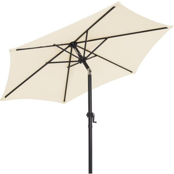 Parasol inclinable ø 200cm Parasol en aluminium avec manivelle Protection solaire jardin terrasse extérieur Beige - Kingsleeve