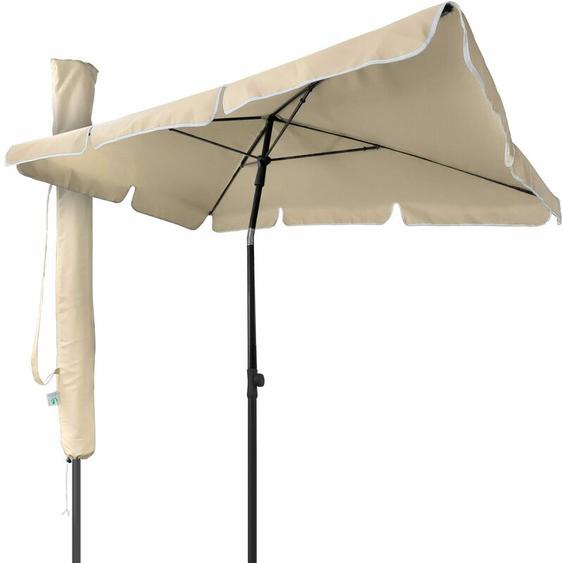 Parasol inclinable rectangulaire 2x1.25m avec housse de protection beige - Hauteur et angles ajustables