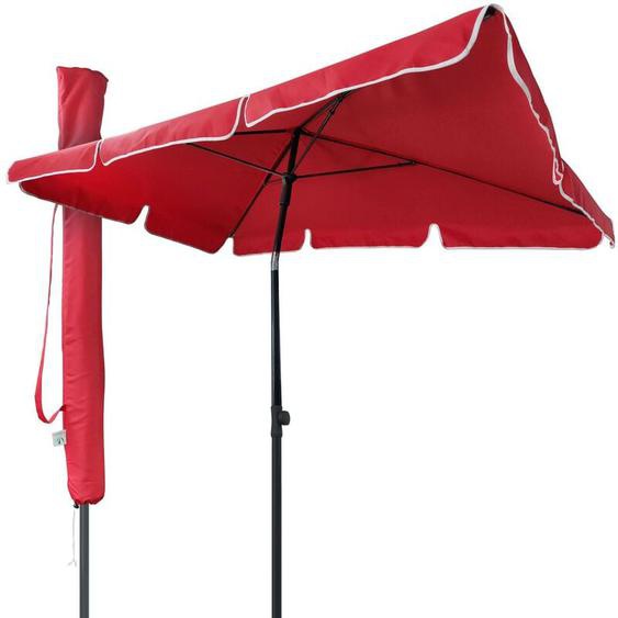 Parasol inclinable rectangulaire 2x1.25m rouge avec housse de protection - hauteur et angles ajustables - Vounot