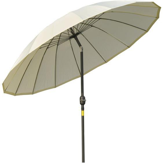 Parasol inclinable rond avec manivelle métal fibre de verre ø 2,55 m polyester haute densité beige