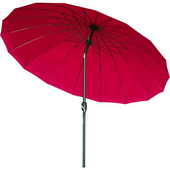 Parasol inclinable rond avec manivelle métal fibre de verre ø 2,55 m polyester haute densité bordeaux