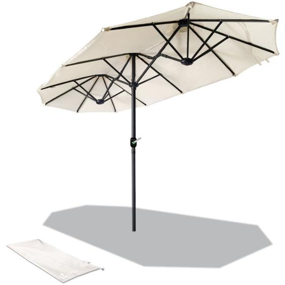 Vounot - Parasol de Jardin Double en Aluminium 150 x 300 cm beige