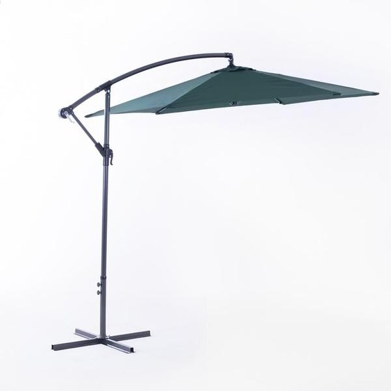 Parasol latéral hexagonal Ø290 cm en aluminium avec toile imperméable et ouverture à manivelle - design élégant et robuste pour le jardin et la terrasse - PONENTE - Vert