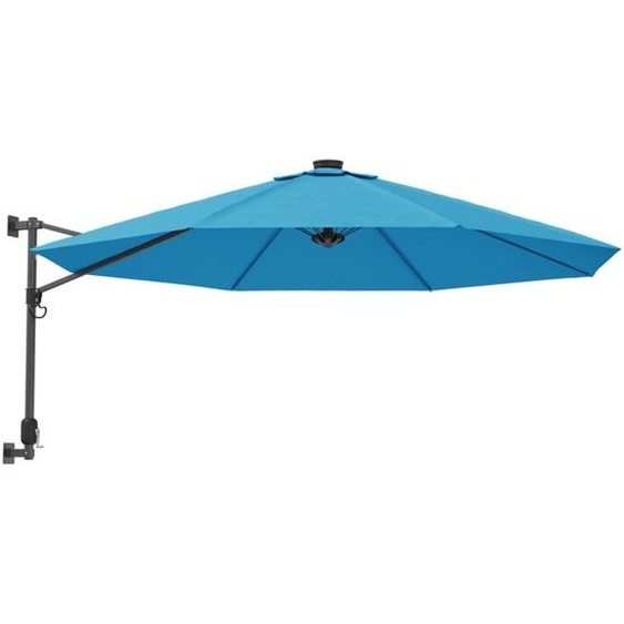 Parasol mural avec LED bleu mer 290 cm