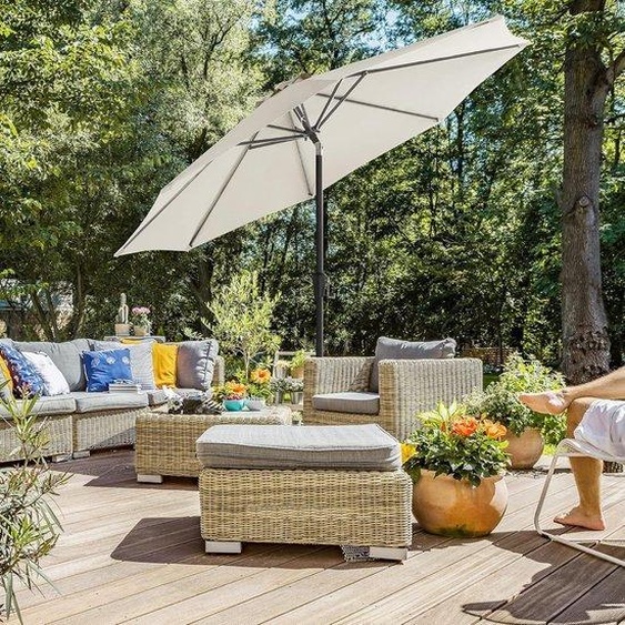 Parasol octogonal pliable, Ø 3 m, polyester, beige