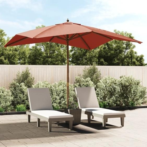 Parasol pratique avec mât en bois Terracota 300x300x273 cm - Parasols ,design Möbel 4852546 1parcel