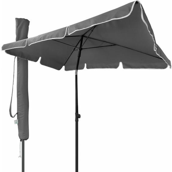 Parasol inclinable rectangulaire 2x1.25m avec housse de protection gris - Hauteur et angles ajustables