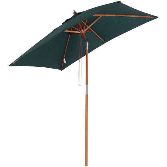 Outsunny - Parasol rectangulaire inclinable bois polyester haute densité 2L x 1,5l x 2,3H m vert foncé