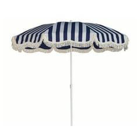 Parasol rétro avec franges - blanc/bleu