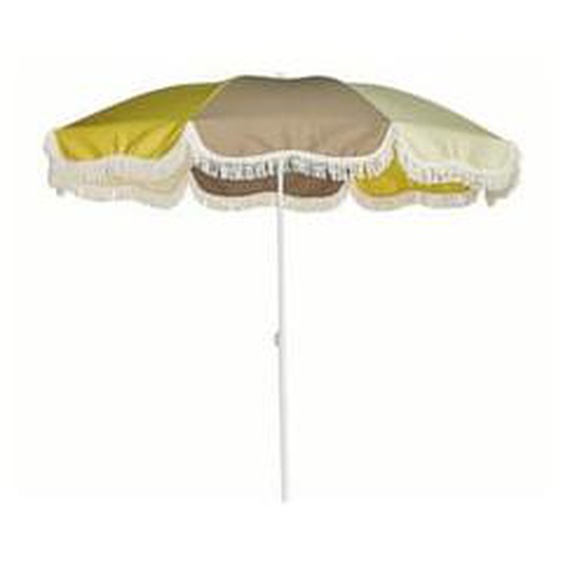 Parasol rétro avec franges - blanc/taupe/naturel/jaune