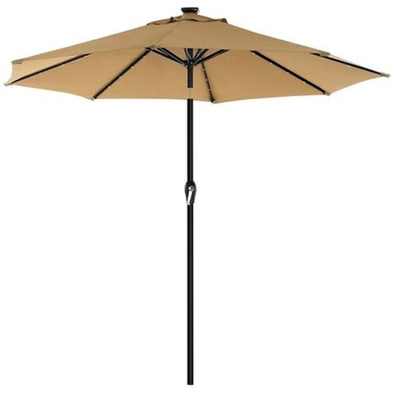 Parasol Rootz avec lampes solaires à LED - Parasol de jardin - Protection solaire - Indice de protection UPF 50+ - Ø 2,7 m - Métal et polyester - Marron