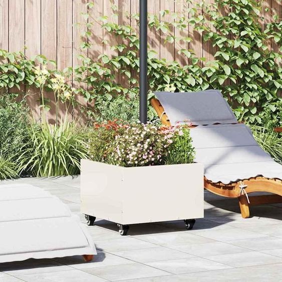 Parasol Support avec bac à fleurs Blanc 45 x 45 x 45 cm Acier