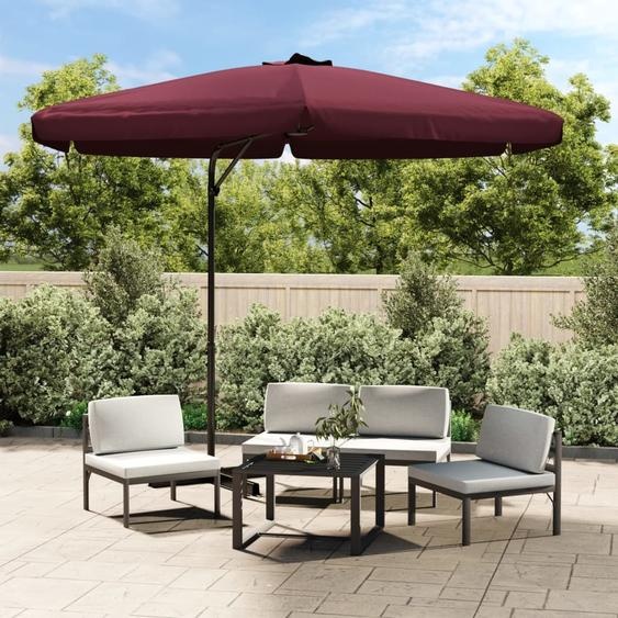 Parasol The Living Store avec mât en acier, 300 cm, rouge bordeaux