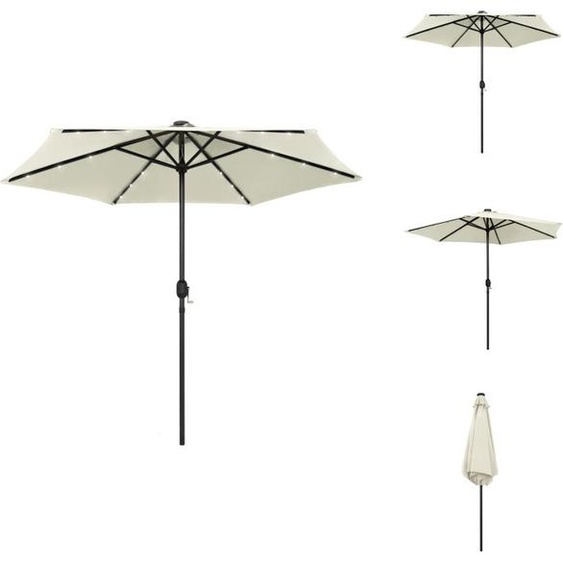 Parasol vidaXL avec éclairage LED et mât en aluminium, 270 cm, blanc sable - Parasols et protections solaires