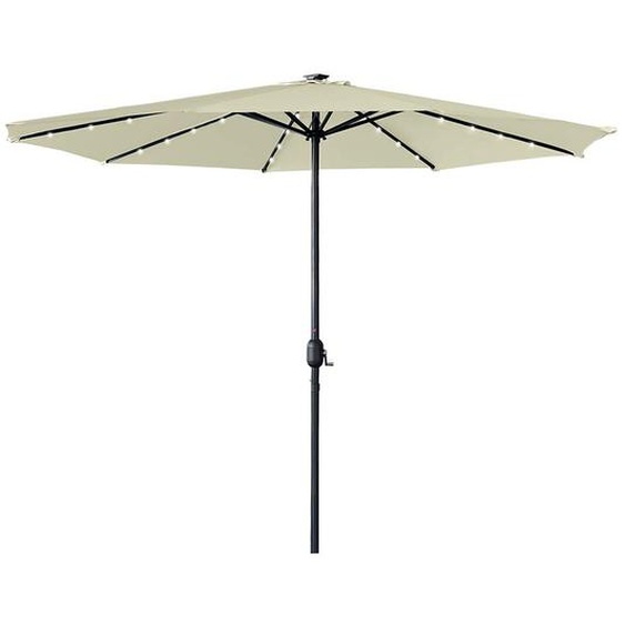 Parasole avec LED 350cm Alu Parasol avec protection UV 40+ et poignée de parapluie Ø38mm Parasol de jardin Parasol de plage Parasol à manivelle (350cm Beige) CEEDIR